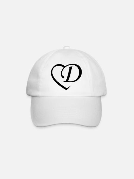 Liebe Buchstabe D - Baseballkappe - Weiß/Weiß