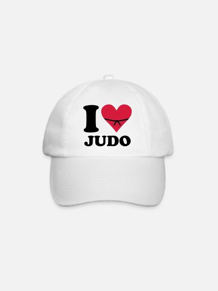 i love judo - Baseballkappe - Weiß/Weiß