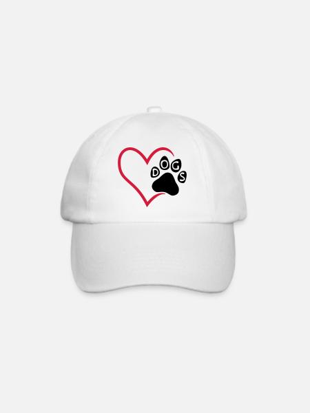 Hundepfote im Herz - I love dogs - Baseballkappe - Weiß/Weiß