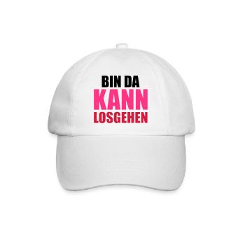 Bin da kann losgehen - Baseballkappe - Weiß/Weiß - Vorne