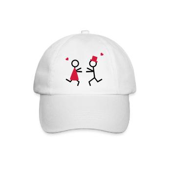 Partnershirt Pärchen rennt aufeinander zu - Baseballkappe - Weiß/Weiß - Vorne