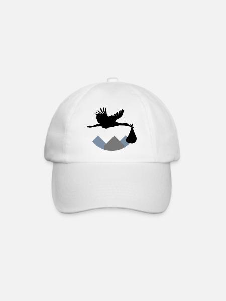 Stork & Baby (Vector) - Baseballkappe - Weiß/Weiß