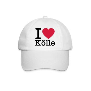I Love Köln - Kölle - Colonia - Baseballkappe - Weiß/Weiß - Vorne