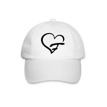 Herz Buchstabe F - Baseballkappe - Weiß/Weiß - Vorne