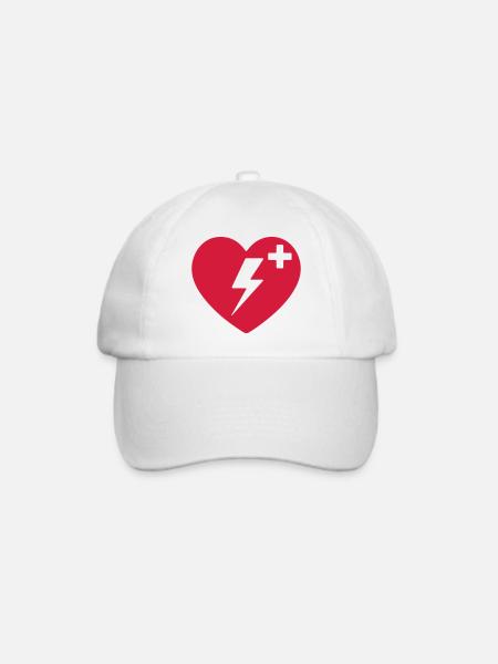 AED Notfall-Defibrillator Erste Hilfe - Baseballkappe - Weiß/Weiß