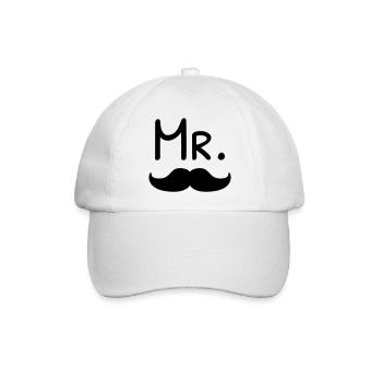 Mister Mustache - Baseballkappe - Weiß/Weiß - Vorne