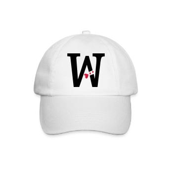 Großbuchstabe W mit Herzen - Baseballkappe - Weiß/Weiß - Vorne