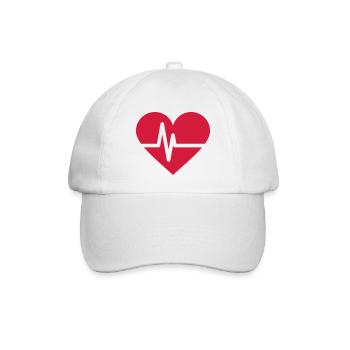 Heartbeat Herz Herzschlag - Baseballkappe - Weiß/Weiß - Vorne