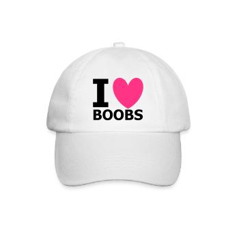 I Love Boobs - Baseballkappe - Weiß/Weiß - Vorne