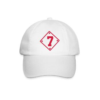 Sieben - Nummer 7 - Baseballkappe - Weiß/Weiß - Vorne