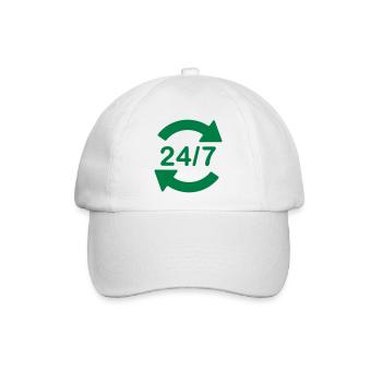 24/7 Service-Logo-Symbol - Baseballkappe - Weiß/Weiß - Vorne