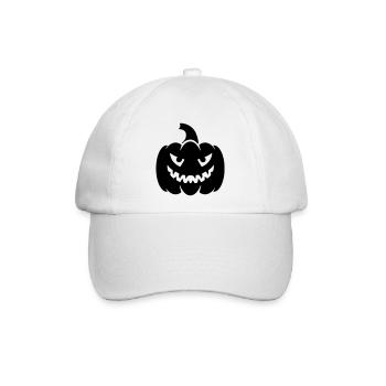 Kürbis Halloween Kopf / pumpkin halloween head - Baseballkappe - Weiß/Weiß - Vorne