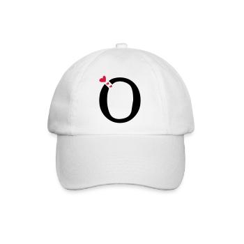 Großbuchstabe O mit Herzen - Baseballkappe - Weiß/Weiß - Vorne