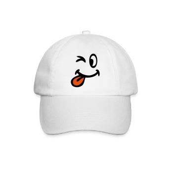 Lächeln Zwinkern Augen zieht Zunge - Baseballkappe - Weiß/Weiß - Vorne