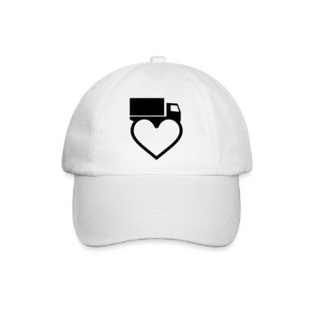 Herz Trucker LKW Lastwagen - Baseballkappe - Weiß/Weiß - Vorne
