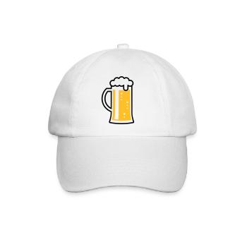 Maßkrug (Bier / Bierseidel / Bierglas / L / 2C) - Baseballkappe - Weiß/Weiß - Vorne