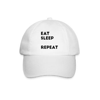 Eat Sleep Repeat Spruch Text Vorlage Ausfüllen - Baseballkappe - Weiß/Weiß - Vorne