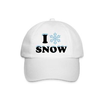 Schnee Winter, I LOVE, Schneeflocke, Apres Ski, - Baseballkappe - Weiß/Weiß - Vorne
