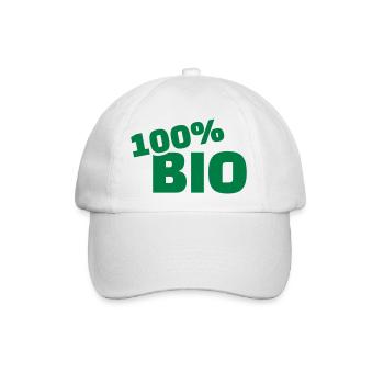 100% Bio - Baseballkappe - Weiß/Weiß - Vorne