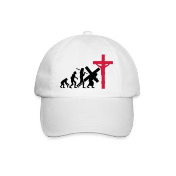 evolution mensch jesus christus glauben kreuz kreu - Baseballkappe - Weiß/Weiß - Vorne