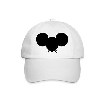 Maus Mäusekopf Mäuschen Mausi - Baseballkappe - Weiß/Weiß - Vorne
