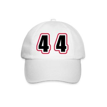 44 Zahl College - Baseballkappe - Weiß/Weiß - Vorne
