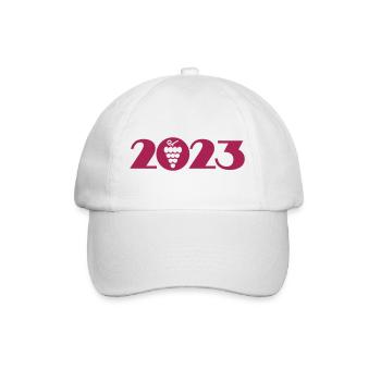 Wein 2023, Weinfest 2023, Weinstock 2023 - Baseballkappe - Weiß/Weiß - Vorne