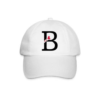Großbuchstabe B mit Herzen - Baseballkappe - Weiß/Weiß - Vorne