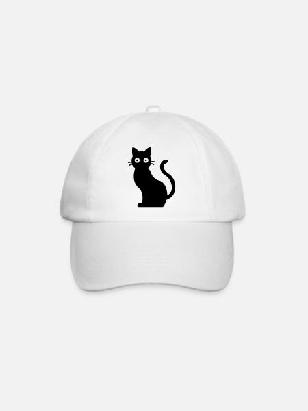 Cat Schwarzer Kater - Baseballkappe - Weiß/Weiß