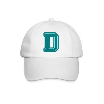 D Buchstabe - Baseballkappe - Weiß/Weiß - Vorne