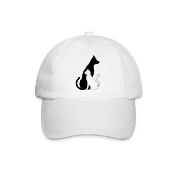 Hund katze silhouette - Baseballkappe - Weiß/Weiß - Vorne
