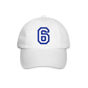 6 - Nummer - Baseballkappe - Weiß/Weiß - Vorne