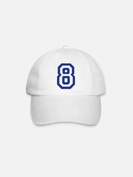 8 - Nummer - Baseballkappe - Weiß/Weiß