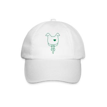 Hundekopf mit Halsband baumelt - Baseballkappe - Weiß/Weiß - Vorne