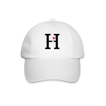 Großbuchstabe H mit Herzen - Baseballkappe - Weiß/Weiß - Vorne