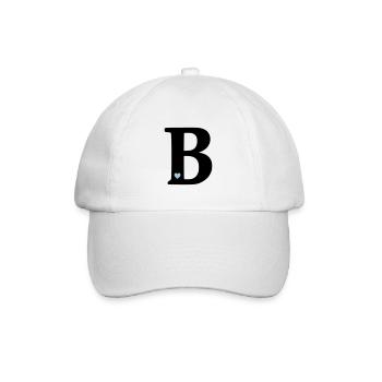 Buchstabe B Anfangsbuchstabe - Baseballkappe - Weiß/Weiß - Vorne