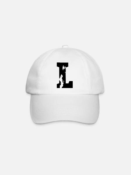 L - Buchstabe - Baseballkappe - Weiß/Weiß