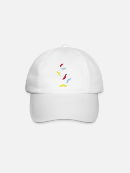 Schnurrbart symbol - Baseballkappe - Weiß/Weiß