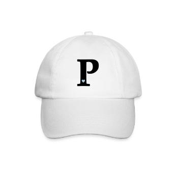 Buchstabe P Anfangsbuchstabe - Baseballkappe - Weiß/Weiß - Vorne