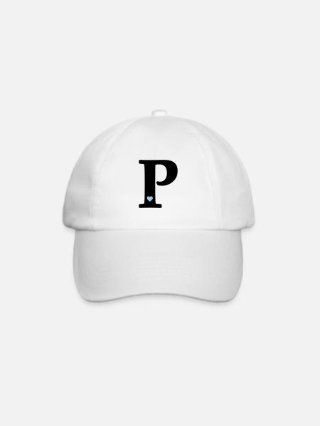 Buchstabe P Anfangsbuchstabe - Baseballkappe - Weiß/Weiß