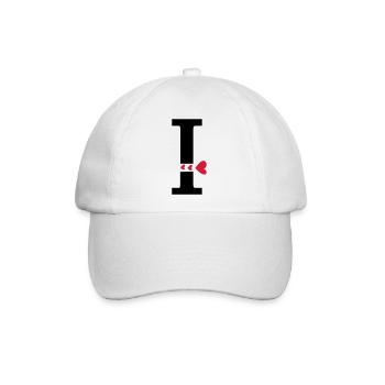 Großbuchstabe I mit Herzen - Baseballkappe - Weiß/Weiß - Vorne