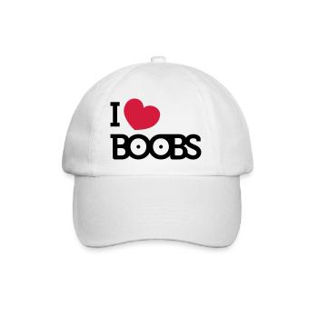 I love Boobs - Baseballkappe - Weiß/Weiß - Vorne