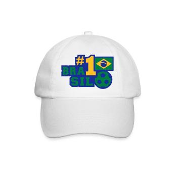 No. 1 Brasil (Fußball) - Baseballkappe - Weiß/Weiß - Vorne