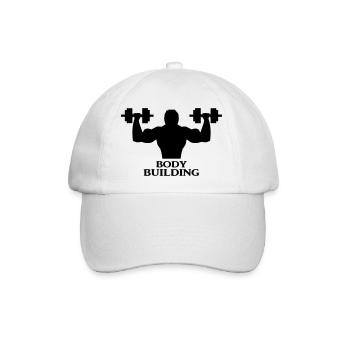 Bodybuilder mit Hanteln - Baseballkappe - Weiß/Weiß - Vorne