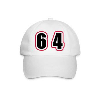 64 Zahl College - Baseballkappe - Weiß/Weiß - Vorne