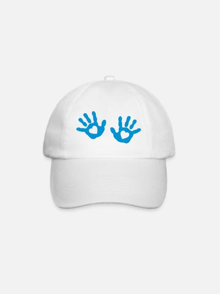Baby - Hände - Babyhände - Herz - Baseballkappe - Weiß/Weiß