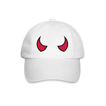 Teufelshörner - devil horns - cornes du diable - Baseballkappe - Weiß/Weiß - Vorne