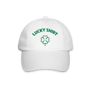 Glück / Glücklicher / Luck / Lucky - Baseballkappe - Weiß/Weiß - Vorne