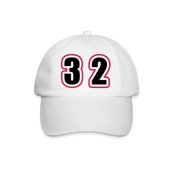 32 Zahl College - Baseballkappe - Weiß/Weiß - Vorne