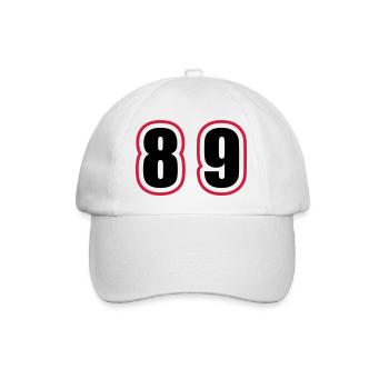 89 Zahl College - Baseballkappe - Weiß/Weiß - Vorne